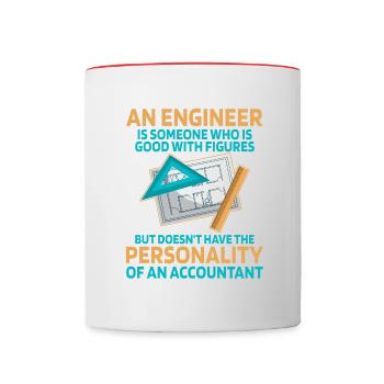 Ein Ingenieur ist jemand, der gut mit Zahlen - Tasse zweifarbig - Weiß/Rot - Vorne