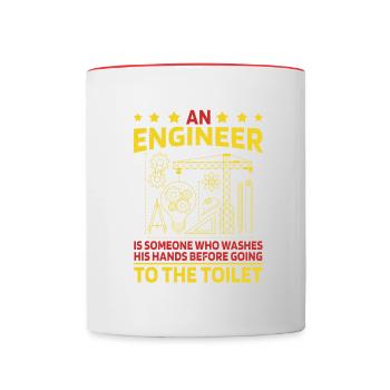 Ingenieur der seine Hände erst wäscht lustig - Tasse zweifarbig - Weiß/Rot - Vorne