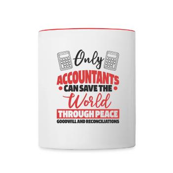 Nur Buchhalter können die Welt retten - Tasse zweifarbig - Weiß/Rot - Vorne