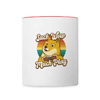 Retro Gaming Hund Meme - Tasse zweifarbig - Weiß/Rot - Vorne
