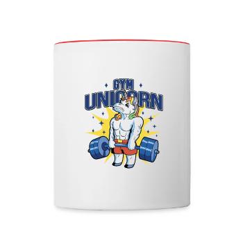 Fitness Einhorn Fitnessstudio - Tasse zweifarbig - Weiß/Rot - Vorne