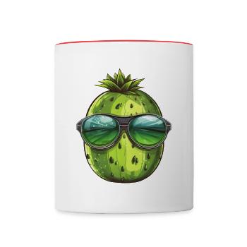 Coole Wassermelone - Design mit Sonnenbrille - Tasse zweifarbig - Weiß/Rot - Vorne