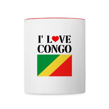 i love congo texte noir - Mug contrasté - blanc/rouge - Devant