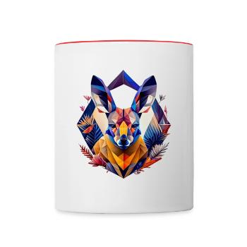Geometrische Fauna, Känguru, Geo Wild - Tasse zweifarbig - Weiß/Rot - Vorne