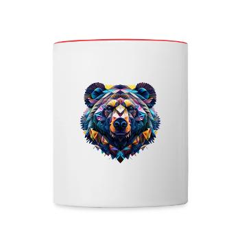 Geometric fauna, bear, geo wild - Contrasting Mug - white/red - Front