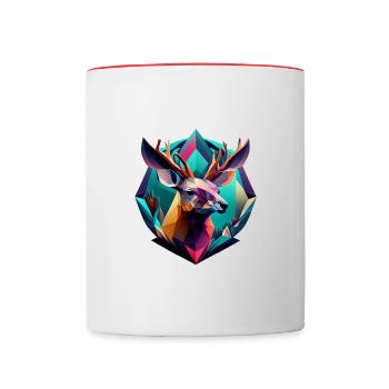 Geometric fauna, deer - Contrasting Mug - white/red - Front