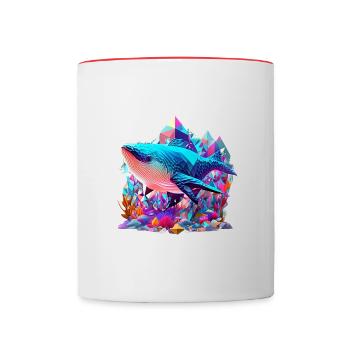 Geometrische Fauna, Wal, Geo wild - Tasse zweifarbig - Weiß/Rot - Vorne
