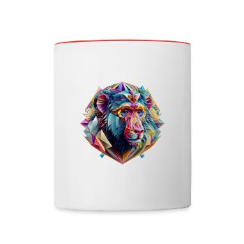Geometrische Fauna, Affe, Schimpanse, Geo wild - Tasse zweifarbig - Weiß/Rot - Vorne