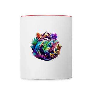 Geometric fauna, iguana, Geo wild - Contrasting Mug - white/red - Front