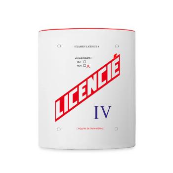 Examen humour apéro : Licencié 4 - Mug contrasté - blanc/rouge - Devant