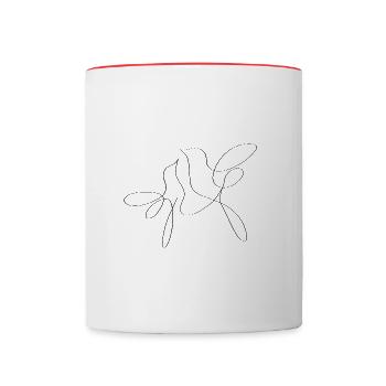 Lineart Vogel Paar - Tasse zweifarbig - Weiß/Rot - Vorne