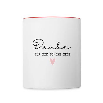 Danke für die schöne Zeit / Danke für Alles - Tasse zweifarbig - Weiß/Rot - Vorne