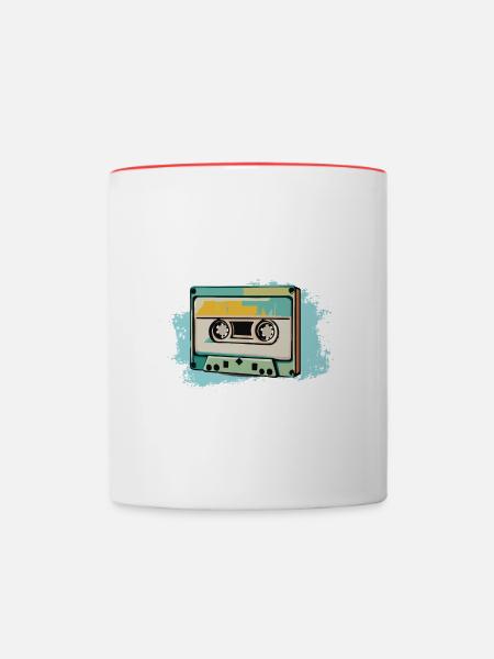 Kassette - Tasse zweifarbig - Weiß/Rot