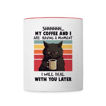 Typical Cat Behavior Collection Sayings - Contrasting Mug - white/red - Front