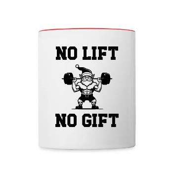 No Lift No Gift - Starker Weihnachtself - Tasse zweifarbig - Weiß/Rot - Vorne