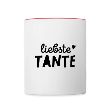 Liebste tante / Patentante / beste Tante - Tasse zweifarbig - Weiß/Rot - Vorne