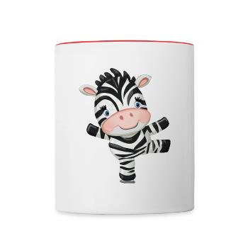 Tanzendes Zebra auf Eis - Eisläufer Design - Tasse zweifarbig - Weiß/Rot - Vorne