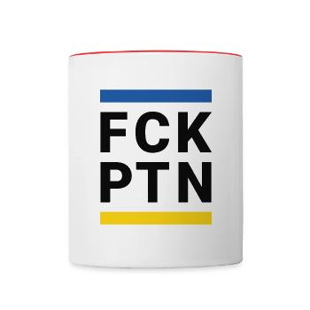 fck PTN, Fuck Putin - Tasse zweifarbig - Weiß/Rot - Vorne