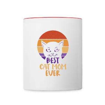 Beste Katzenmutter Aller Zeiten Lustiges - Tasse zweifarbig - Weiß/Rot - Vorne