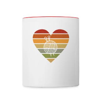 Retro art of yarn, crocheted - Contrasting Mug - white/red - Front