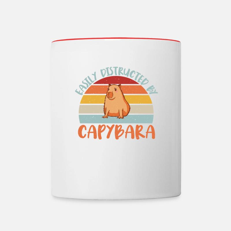 Facilement détruit par Capybara Mignon rongeur drôle - Mug contrasté - blanc/rouge