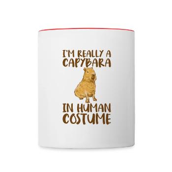 I am Rally A Capybara in human costume. - Contrasting Mug - white/red - Front