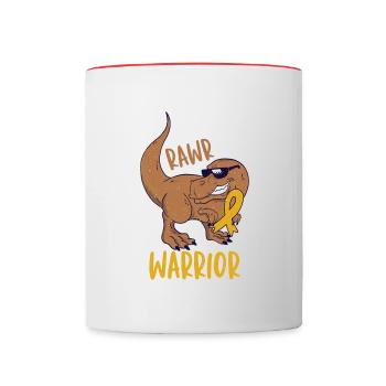 Spina Bifida awareness with Yellow Ribbon Warrior - Contrasting Mug - white/red - Front