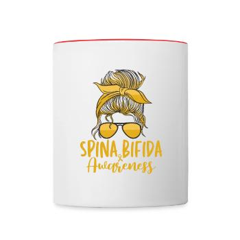 Spina Bifida Messy Bun Hair pour la conscience - Mug contrasté - blanc/rouge - Devant