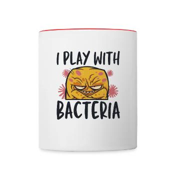 Je joue avec la microbiologie des bactéries - Mug contrasté - blanc/rouge - Devant