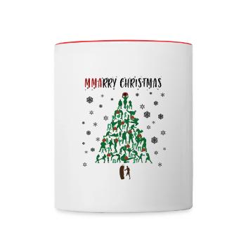 Kampfsport Weihnachtsbaum MMARRY CHRISTMAS design - Tasse zweifarbig - Weiß/Rot - Vorne