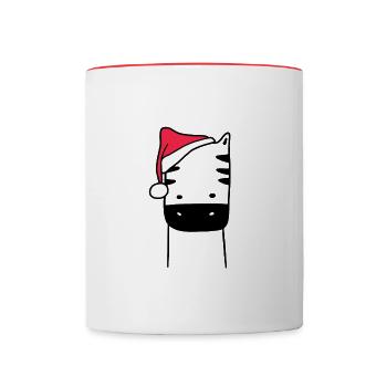 Zebra Weihnachtsmütze Weihnachten Süß Xmax - Tasse zweifarbig - Weiß/Rot - Vorne