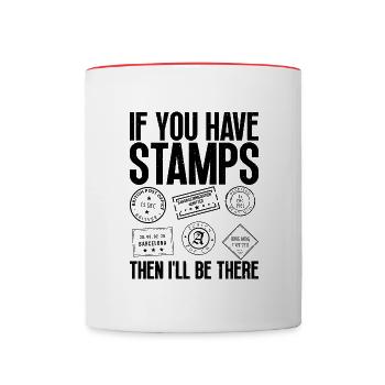 If you have a stamp collector - Contrasting Mug - white/red - Front