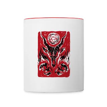Retro Baphomet Satanic Satan Goat Devil Occult - Tasse zweifarbig - Weiß/Rot - Vorne