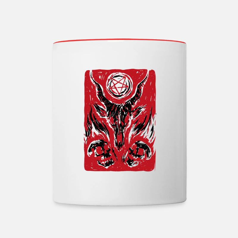 Retro Baphomet Satanic Satan Goat Devil Occult - Tasse zweifarbig - Weiß/Rot