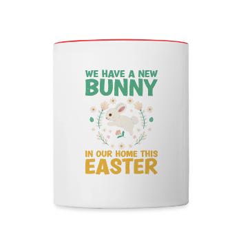 Nouveau lapin dans notre maison Lapin du jour de Pâques - Mug contrasté - blanc/rouge - Devant