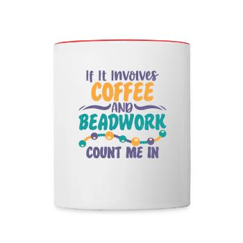 Fabricant de bijoux de perles de café - Mug contrasté - blanc/rouge - Devant
