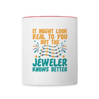 Jeweler knows better jewelry manufacturer graphic for - Contrasting Mug - white/red - Front