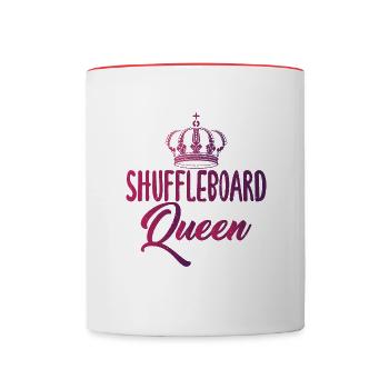 Shuffleboard Queen-Text avec Pretty Art Of Crown - Mug contrasté - blanc/rouge - Devant
