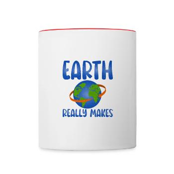 Die Rotation Der Erde Unterstützt Den Tag Der Erde - Tasse zweifarbig - Weiß/Rot - Vorne