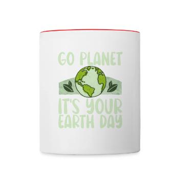 Planet It's Your Earth Day Support Tag Der Erde - Mug contrasté - blanc/rouge - Devant