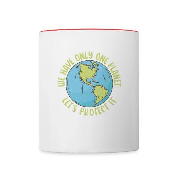 Let Only One Planet Leave Earth Day - Contrasting Mug - white/red - Front