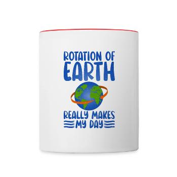 Die Rotation Der Erde Unterstützt Den Tag Der Erde - Tasse zweifarbig - Weiß/Rot - Vorne