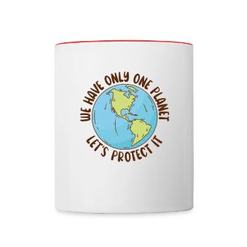 Let Only One Planet Leave Earth Day - Contrasting Mug - white/red - Front