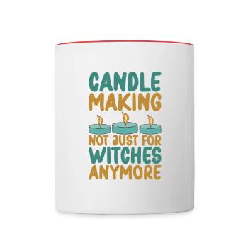 Candle production not only for - Contrasting Mug - white/red - Front