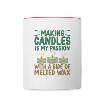Faire des bougies est Passion Candle Maker Candle - Mug contrasté - blanc/rouge - Devant