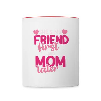 Elle est mon petit ami, fête des mères, amour, maman, maman, - Mug contrasté - blanc/rouge - Devant