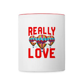 Love hot air balloons that - Contrasting Mug - white/red - Front