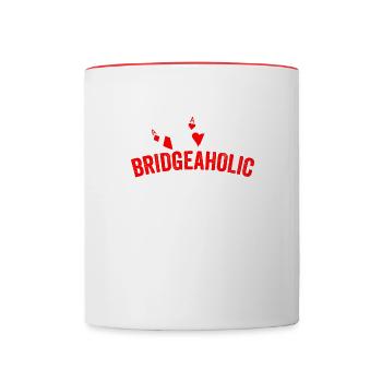 Bridgeaholic Bridge Kartenspiel Bridge Players - Tasse zweifarbig - Weiß/Rot - Vorne