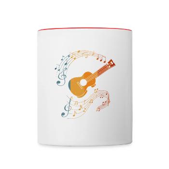 Joueur de Ukulélé Rétro Guitare Hawaïenne - Mug contrasté - blanc/rouge - Devant