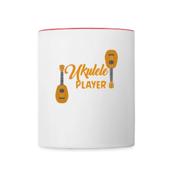 Joueur de ukulélé ici Guitare Joueur de musique hawaïen - Mug contrasté - blanc/rouge - Devant